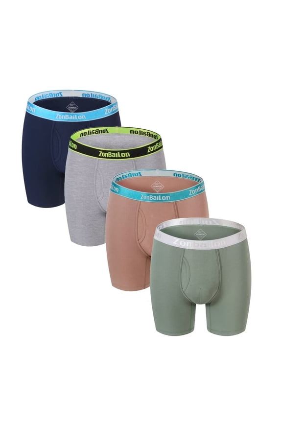 Mens Boxer Briefs Breathable Stretchy Soft with Pouch Long Leg Underwear Set of 5Multi02 M