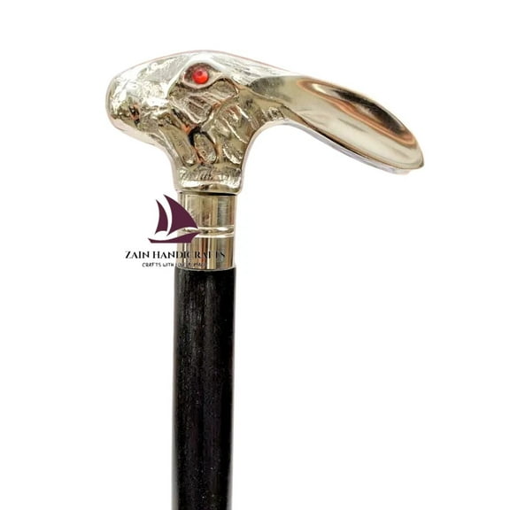 ZAIN Wooden Antique Victorian Rabbit Head Handle Walking Cane for Mother