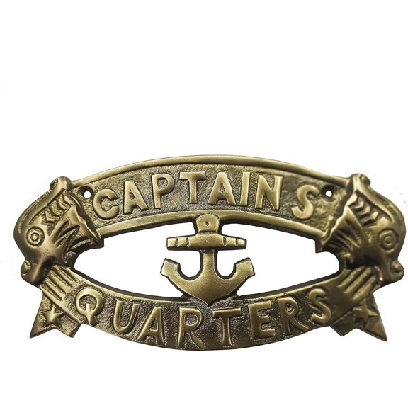 ZAINAB HANDICRAFT Captain Quarters Sign Metal Wall Nautical Plaque Look Antique Finish Plaque