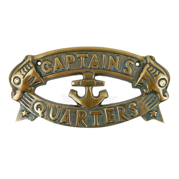 ZAINAB HANDICRAFT Captains Quarters Brass Aluminum Alloy Wall Plaque Sign