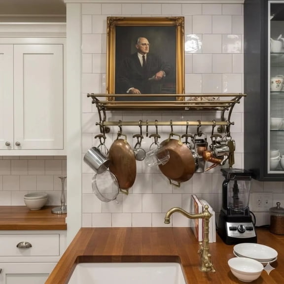 ZAINAB HANDICRAFT Utensil Rail Kitchen Antique Wall Mounted Vintage, Brass Antique & Nickel