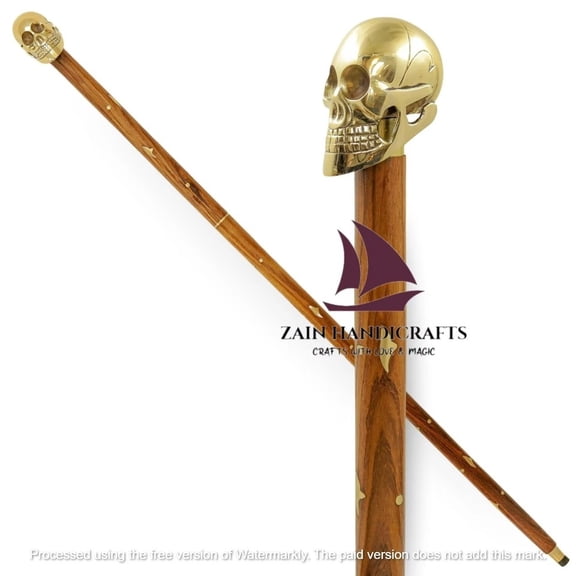 ZAINAB HANDICRAFTS Antique Brass Skull Handle Walking Cane Gothic Steampunk Collectible gift grandmother, Grandfather, Anniversary, Valentine, Old Age, Birthday Gift