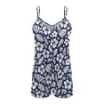 thumbnail image 1 of ZAITUBLES Womens Rompers Summer Casual Loose Sleeveless Outfit Adjustable Spaghetti Strap Shorts Jumpsuit, Lightweight with Front Pockets, Hibiscus Leaf Blue Print, Size S, 1 of 6