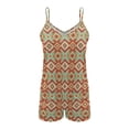 thumbnail image 1 of ZAITUBLES Womens Summer Casual Romper Sleeveless Short Jumpsuits Loose Adjustable Spaghetti Strap Outfit with Front Pockets, Soft Resort Lounge Wear, Aztec Tribal Print, Size S, 1 of 6