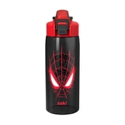 Zak Designs 25oz Durable Plastic Jubilation Water Bottle with Leak Proof Spout Cover, Straw, Push Button Lid, Flip Up Lock, and Built-in Carry Handle, Spiderman
