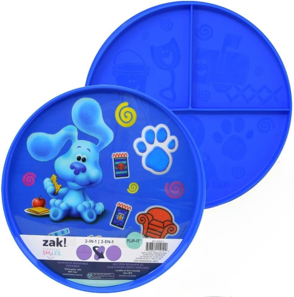 ZAK Designs Blue's Clues & You! 2-in-1 Flip-It Plate BPA-Free, Microwave & Dishwasher Safe