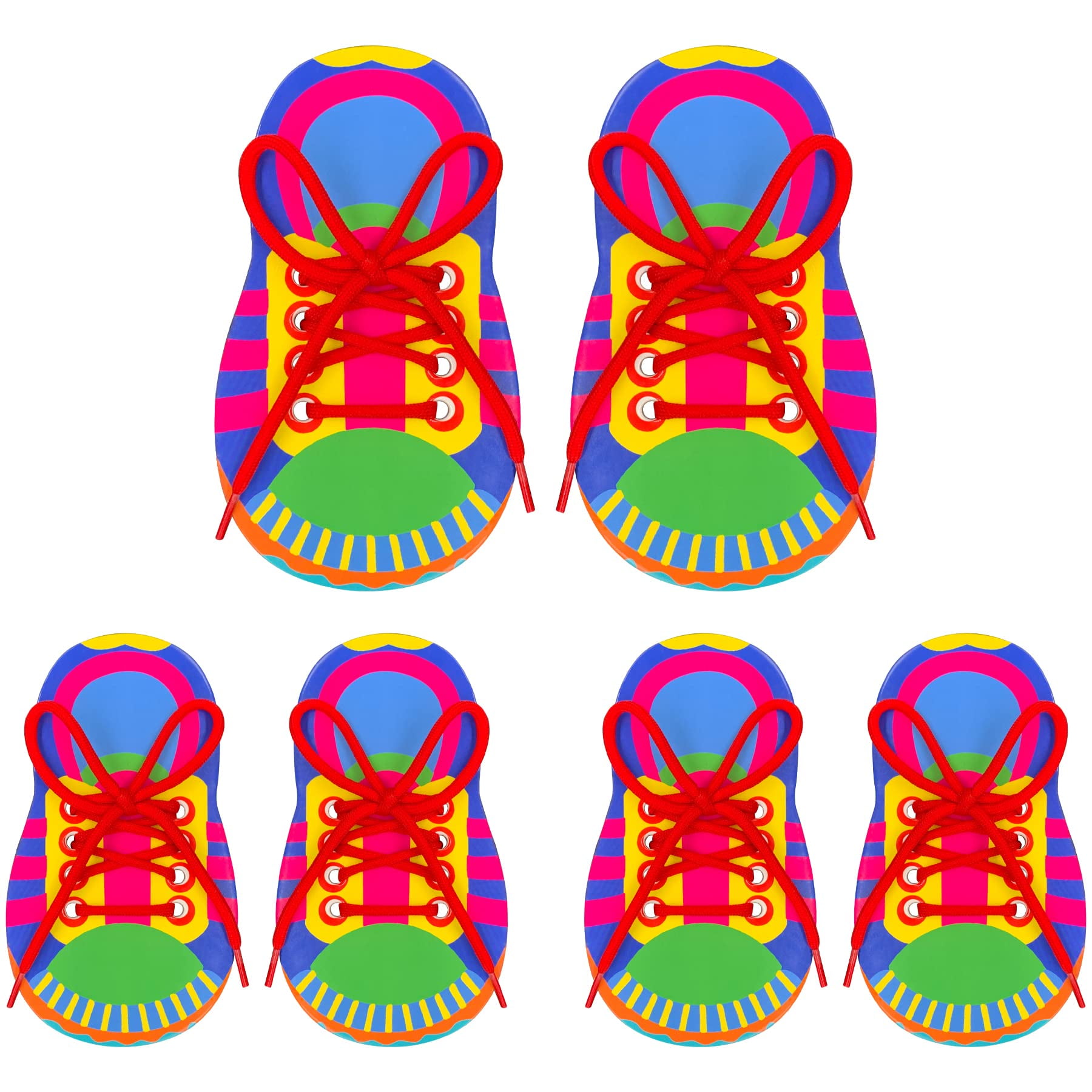 ZAKVOOR 6 Sets of EC36 Shoelace Threading Teaching Toys Learn to Tie