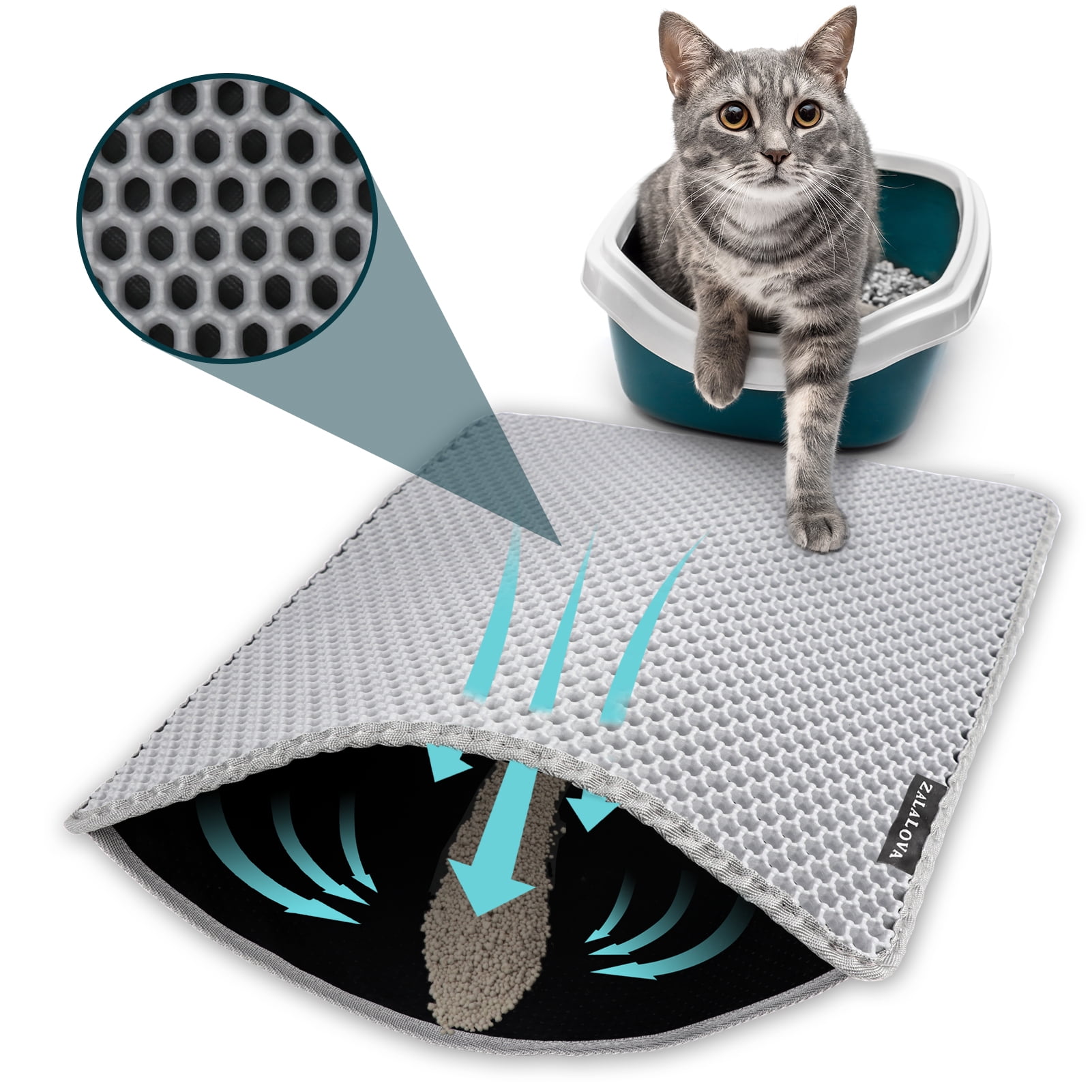 ZALALOVA 24 x 15 inch Cat Litter Mat Kitty Litter Trapping Mat