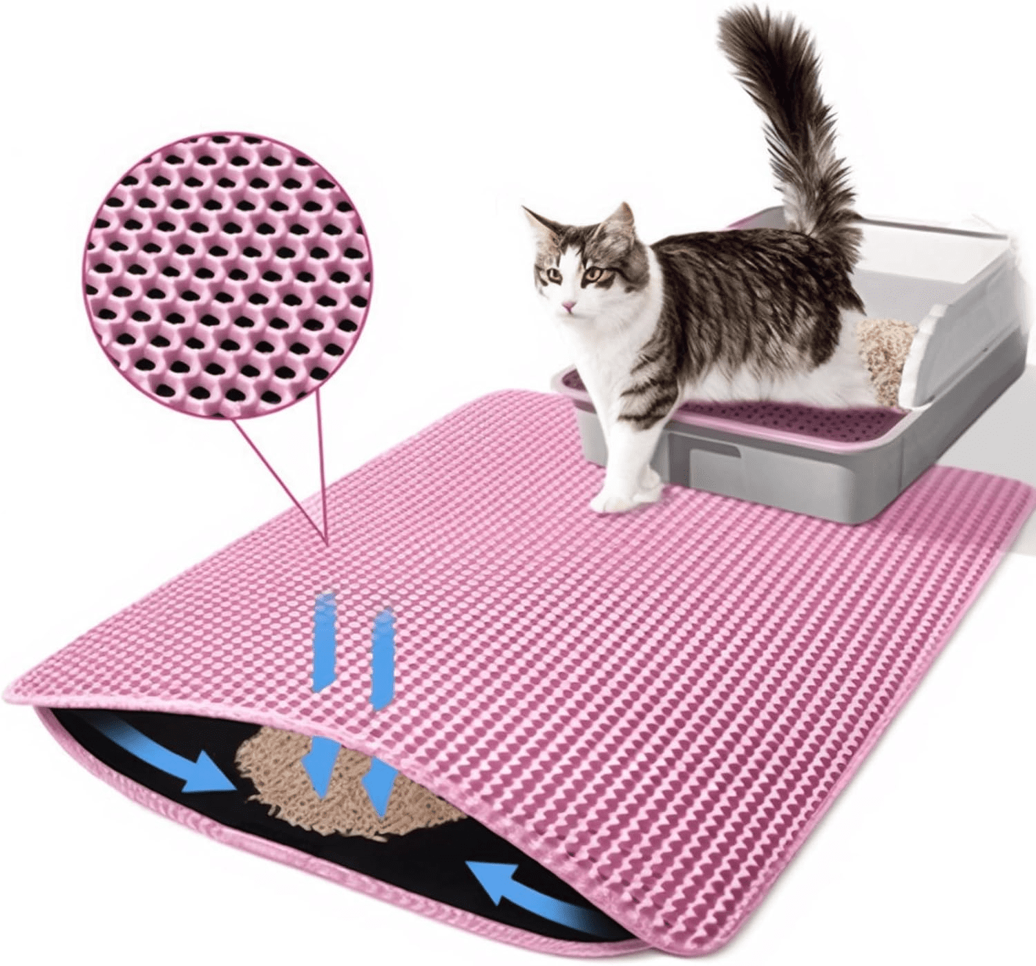 ZALALOVA 24 x 15 inch Cat Litter Mat Kitty Litter Trapping Mat, Double Layer Urine