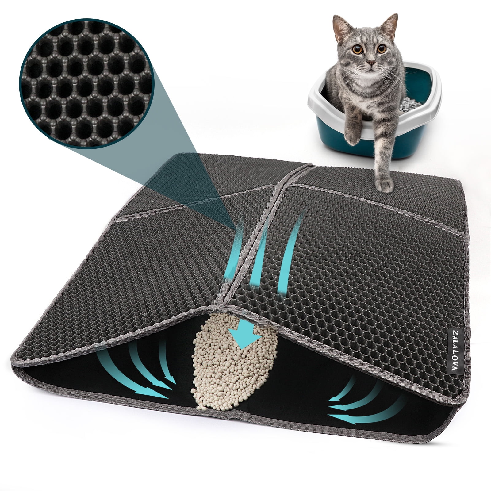 Vibrant Life 2Layer Sifting Cat Litter Mat, Black, 21.3" x 14