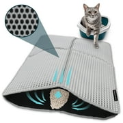ZALALOVA Cat Litter Mat, 36 x 24 inch Washable Cat Litter Trapping Mat, Extra Large XL Honeycomb Double Layer Cat Mat, Urine & Waterproof Kitty Litter Mat (Gray)