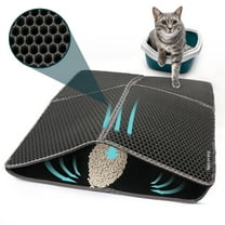 ZALALOVA Cat Litter Mat Kitty Litter Mat for Litter Box, 30 x 22 inch Four-fold Honeycomb Easy to Clean, Non-Slip, Waterproof Cat Mat Large (Black)
