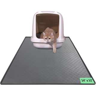 ZALALOVA Cat Litter Mat, Large 24"x32" Food-Grade Silicone Litter Box Mat for Litter Trapping, Waterproof, Non-slip, Easy to Clean(Grey)