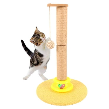 ZALALOVA Cat Post, 19.3 inch Tall Cat Scratching Post  for Indoor Cats, Cat Scratcher Post with Dangling Ball and Bell Ball