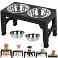 thumbnail image 1 of ZALALOVA Elevated Dog Bowls Stand with 2 Stainless Steel Dishes, Raised Dog Bowl Adjusts to 5 Heights (3.15", 8.9", 10",11.2", 12.4") for Medium and Large Dogs（Black）, 1 of 7