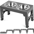 thumbnail image 1 of ZALALOVA Elevated Dog Bowls Stand with 2 Stainless Steel Dishes, Raised Dog Bowl Adjusts to 5 Heights (3.15", 8.9", 10",11.2", 12.4") for Medium and Large Dogs（Gray）, 1 of 8
