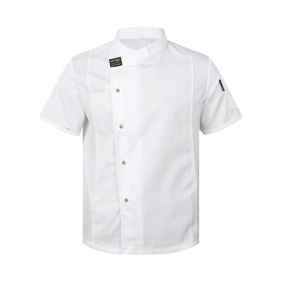 ZALDITA Chef Jacket Short Sleeve/Long Sleeve Chef Coat Restaurant Work Uniform Shirt for Men Women White Short Sleeve M