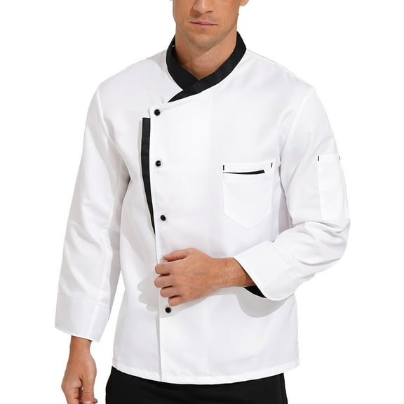 ZALDITA Unisex Chef Jacket Cooking Coats Canteen Work Chef Coat Hotel Restaurant Work Uniform White XXL