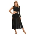 thumbnail image 1 of ZALDITA Women Lyrical Dance Costumes Side Split Mesh Flowy Contemporary Ballet Dancewear Black XXL, 1 of 7