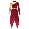 thumbnail image 1 of ZALDITA Women Praise Dance Dress Turtleneck Long Sleeve Worship Liturgical Lyrical Dancewear Burgundy L, 1 of 7