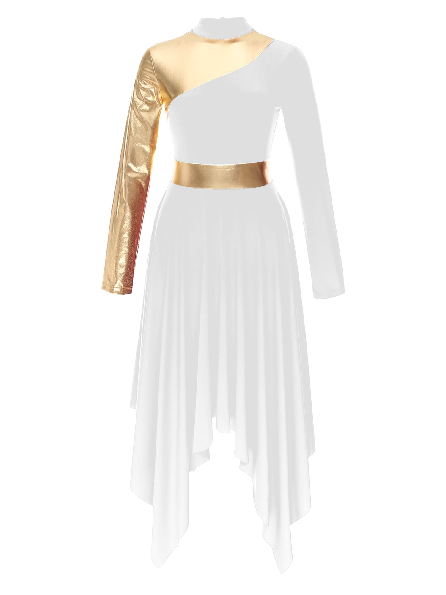 ZALDITA Women Praise Dance Dress Turtleneck Long Sleeve Worship