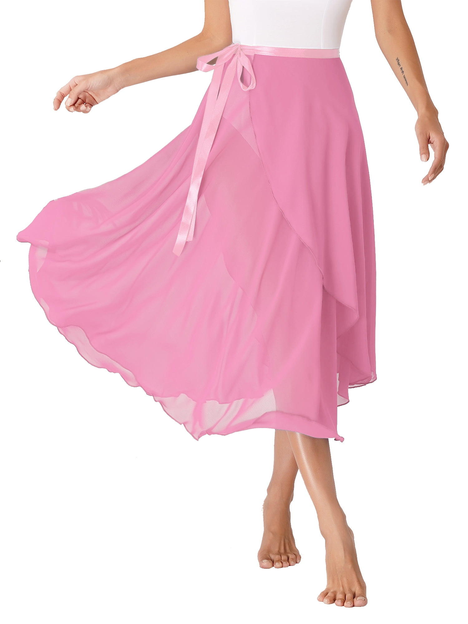 ZALDITA Women's Sheer Ballet Dance Wrap Skirts Lace-Up Lyrical Ballroom ...