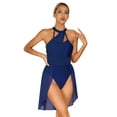 thumbnail image 1 of ZALDITA Womens Halter Cutout Back Lyrical Contemporary Modern Ballet Skirted Leotard Dance Dress Navy_Blue M, 1 of 7