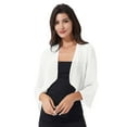 thumbnail image 1 of ZALDITA Womens Shrug Soft Chiffon Open Front Sheer 3/4 Sleeve Cropped Bolero Cardigan Ivory 3XL, 1 of 6