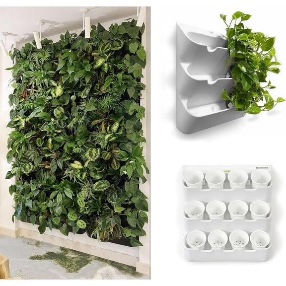 ZALIX -12 (24"x26") Living Wall - Vertical Wall Planter, Vertical Garden for 12 Plants, Indoor/Outdoor, 2 Screws Install (White)
