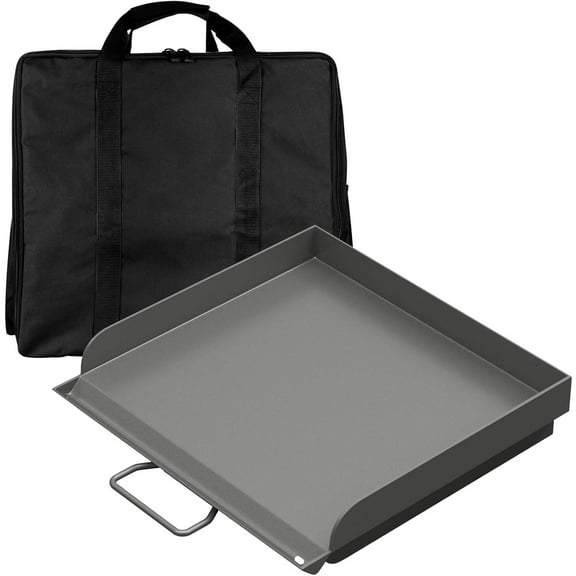 ZALIX 14'' x 16'' Professional Flat Top Steel Griddle with Carry Bag for Camp Chef Grill Pro 60x and Most of 1/2 Burners Camp Propane Stove Grill