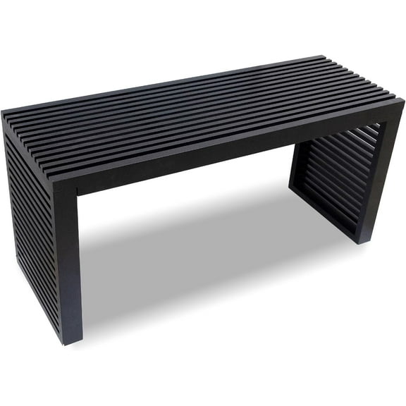 ZALIX 35'' Black Bamboo Dining Bench Large Indoor Table Entryway Shoe Rack Bench for Farmhouse Decor, Kitchen, Living Room, Hallway, Bedroom, Bathroom