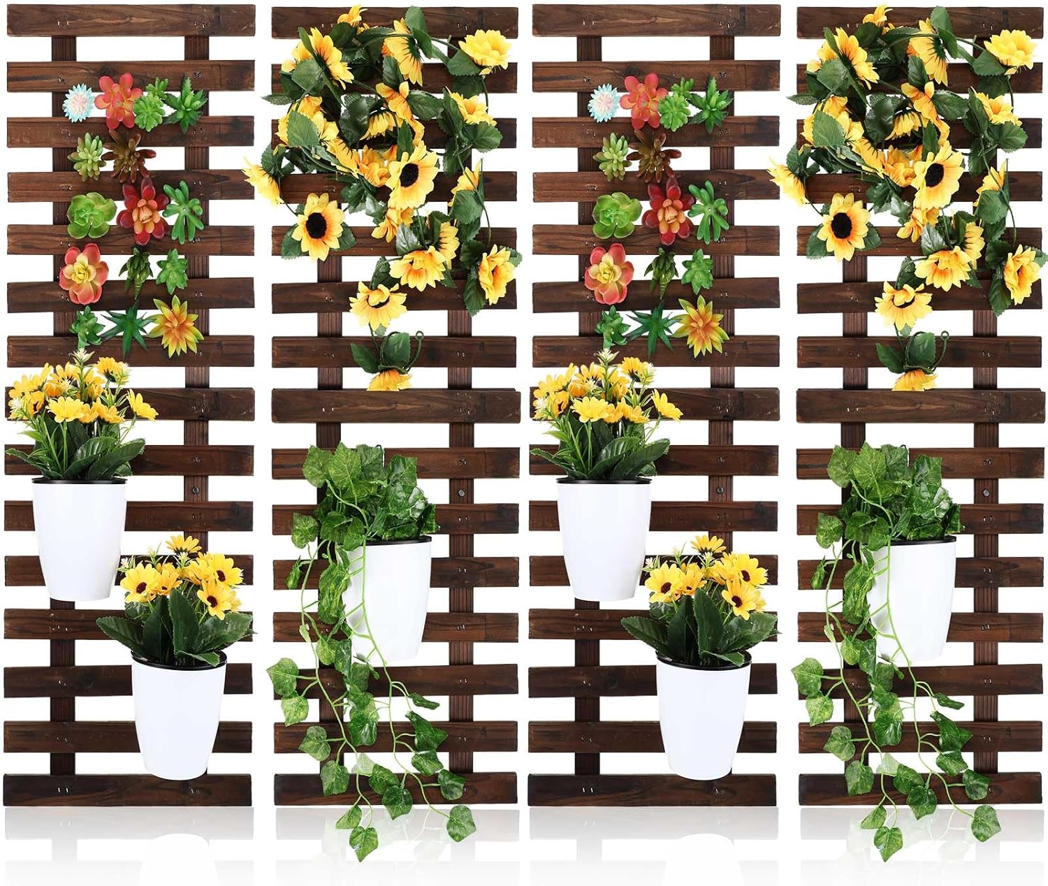 ZALIX 4 Pcs Wall Planter Wooden Orchid Hanging Planter for Indoor ...