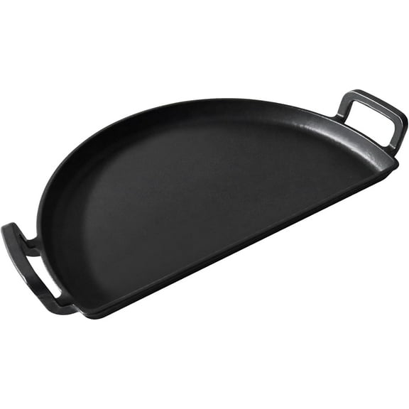 ZALIX Cast Iron Half Moon Griddle Pan, Griddle Hotplate Compatible with 22 inch Charcoal Grill, , Slow n Sear, , Kamado, Big Green Egg 22" Charcoal Kettle Grill Accessories