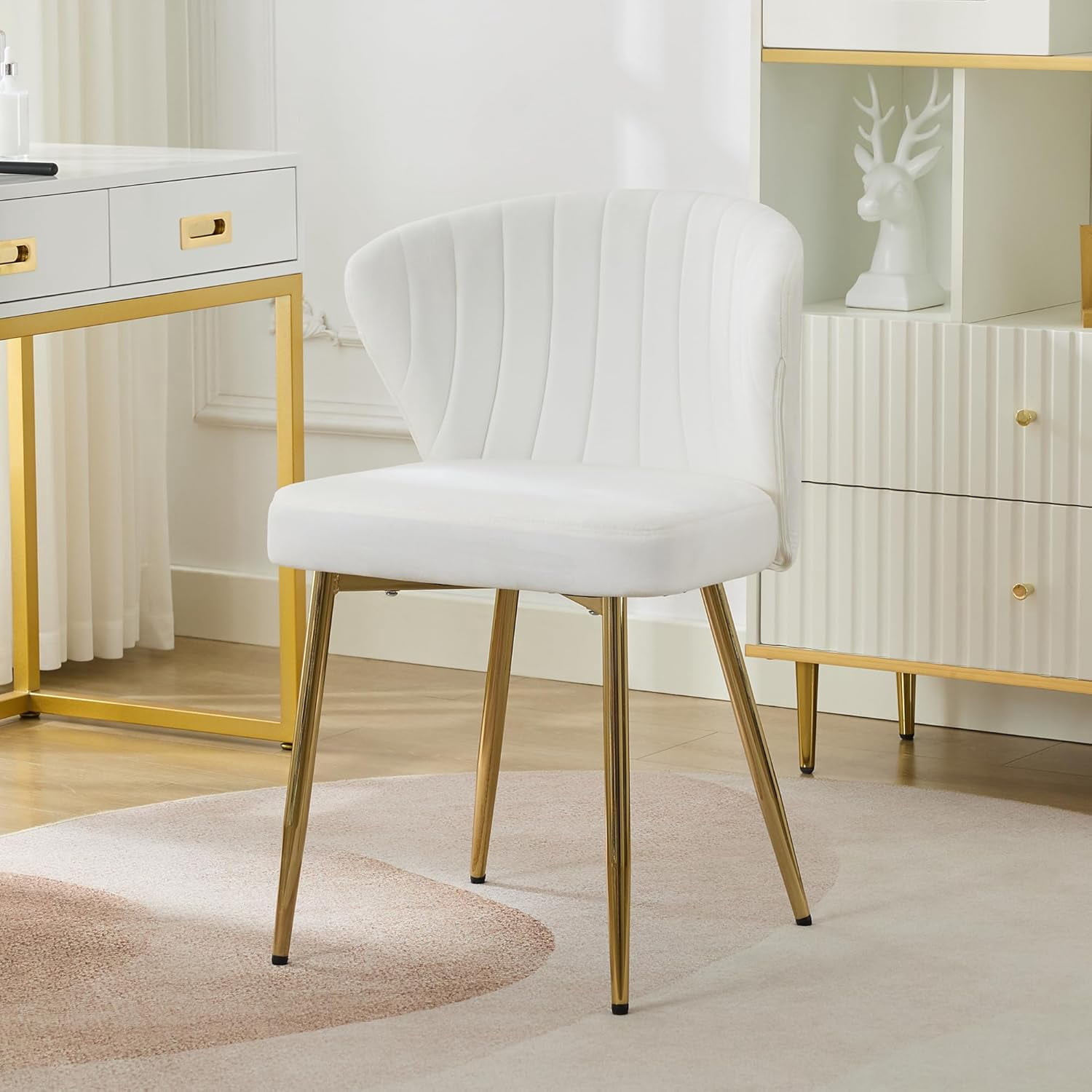 ZALIX Velvet Dining Chairs, Mid Century Modern Vanity Chair with Back