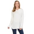 thumbnail image 1 of ZAMONG Women's Hoodie with Drop Shoulder,insert at sides,Stretched Lightweight French Terry, 1 of 4