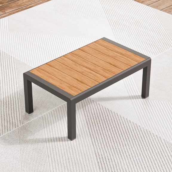 ZANDOR Aluminum Outdoor Patio Furniture - Outdoor Coffee Table, All-Weather Metal Modern Outside Furniture, Rectangle Patio Coffee Table, Garden/Backyard/Porch, Grey