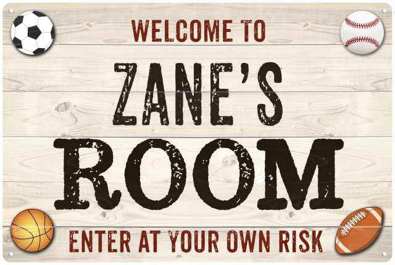 ZANE'S Room Kids Bedroom Sign Boy's 8x12 Metal 208120090238 - Walmart.com
