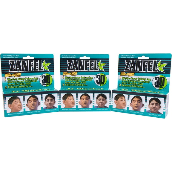 ZANFEL Poison Ivy, Oak & Sumac Wash - Topical Solution For The Reaction Caused By Exposure To Poison Ivy, Poison Oak, And Sumac (1 Fluid Ounce / 29 Milliliter - 3 PACK)