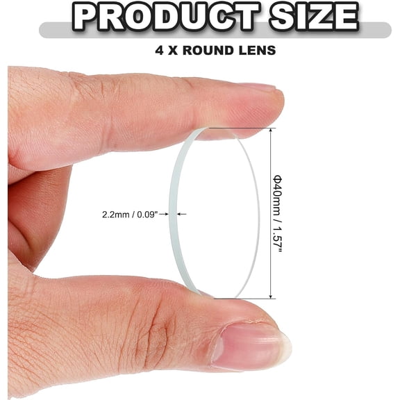 ZANHUA-1.57" Dia LED Lens, 4 Pcs Polished Edge Flashlight Replacement Parts Glass Lens for Light Source Lens Replacement, Transparent