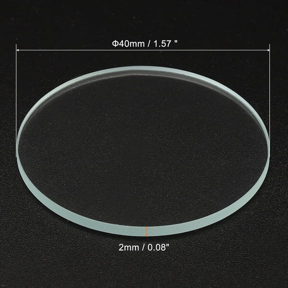 ZANHUA-1.57x0.08 Dia Flashlight Glass Lens, 2 Pcs Polished Edge Glass Lens for LED Light Source Lens Handheld Flashlight Replacement, Transparent