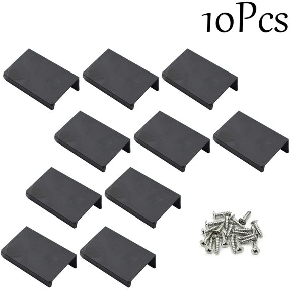 ZANHUA-1.97 Inch Black Finger Pulls 10Pcs, 1.26 Inch Hole Spacing, Aluminum Alloy Edge Pulls Furniture Handle, Back Mount Concealed Handles for Cabinets, Cupboard, Drawer, Dresser, Wardrobe