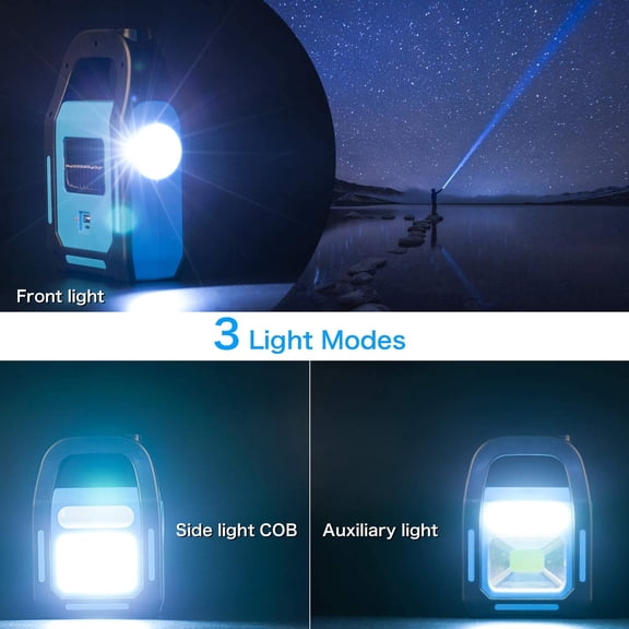 ZANHUA-1 Pack 3 in 1 Solar USB Rechargeable Brightest COB LED Camping Lantern, Waterproof Emergency Flashlight LED Light