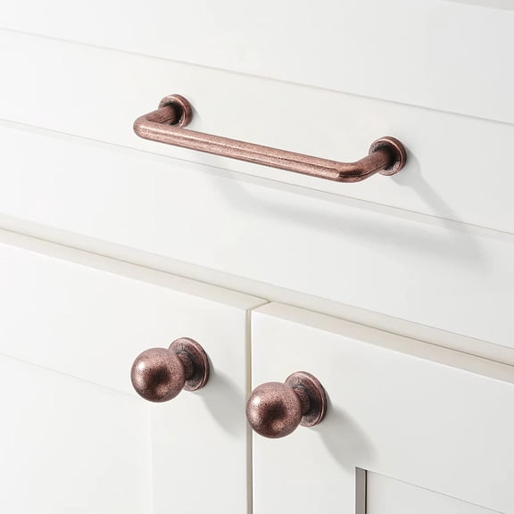 ZANHUA-10 Pack 5 inch Hole Center Antique Copper Cabinet Pulls Vintage Aged Cabinet Handle Kitchen Hardware Farmhouse Vintage Dressing Table Drawer Handle Classic Wardrob.