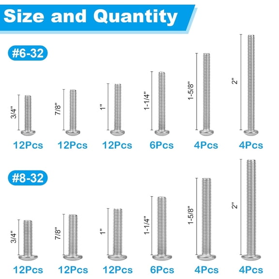 ZANHUA-100 PCS Machine Screws, #6-32#8-32 Phillips Pan Head Electricians Screw 304 Stainless Steel Screws for Electrical Wall Plate Switch, Receptacles Mounting Screws