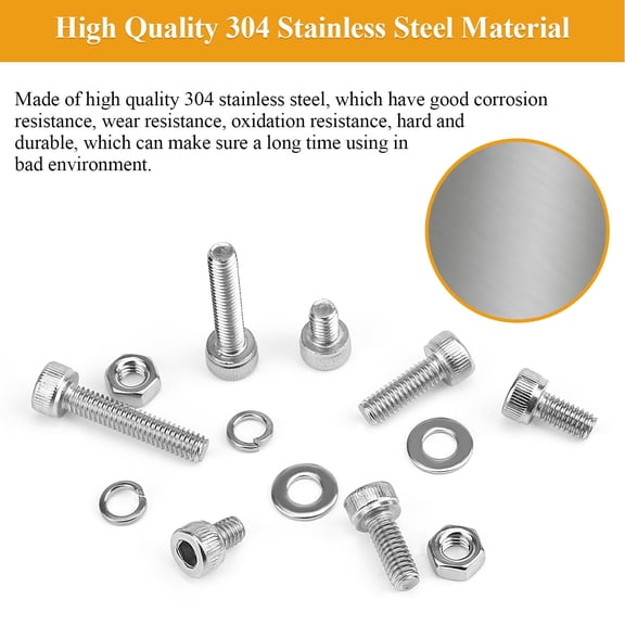 ZANHUA-105 Pieces M4 x 12mm Socket Head Cap Screws, Thread Pitch 0.7mm, M4 Screws, 304 Stainless Steel, Fully Threaded, Silver