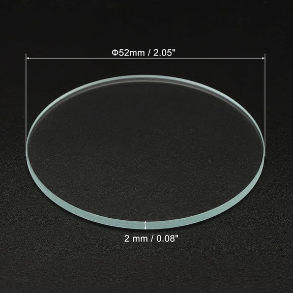 ZANHUA-2.05x0.08 Dia Flashlight Glass Lens, 2 Pcs Polished Edge Glass Lens for LED Light Source Lens Handheld Flashlight Replacement, Transparent