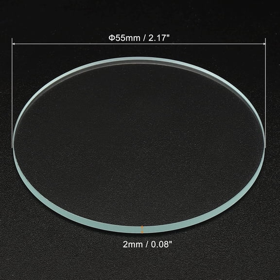 ZANHUA-2.17x0.08 Dia Flashlight Glass Lens, 2 Pcs Polished Edge Glass Lens for LED Light Source Lens Handheld Flashlight Replacement, Transparent