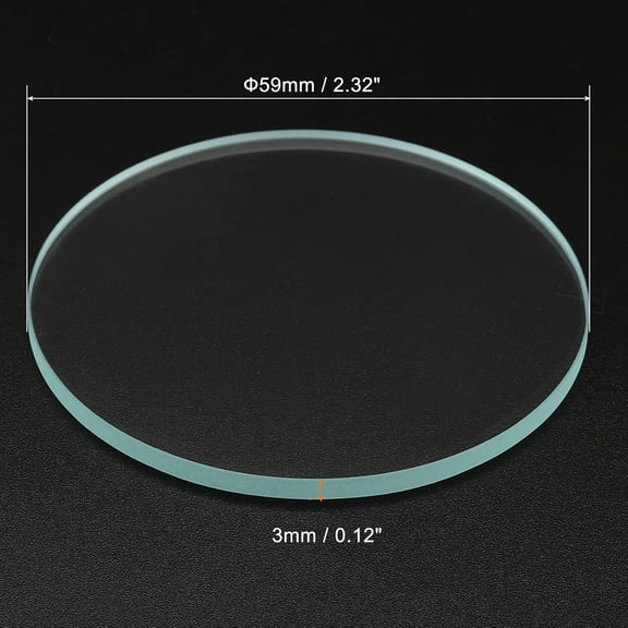 ZANHUA-2.32x0.12 Dia Flashlight Glass Lens, 2 Pcs Polished Edge Glass Lens for LED Light Source Lens Handheld Flashlight Replacement, Transparent