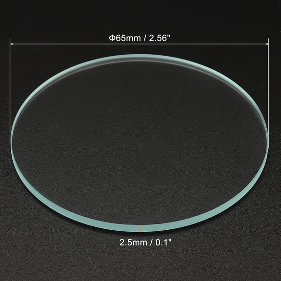 ZANHUA-2.56x0.1 Dia Flashlight Glass Lens, 2 Pcs Polished Edge Glass Lens for LED Light Source Lens Handheld Flashlight Replacement, Transparent