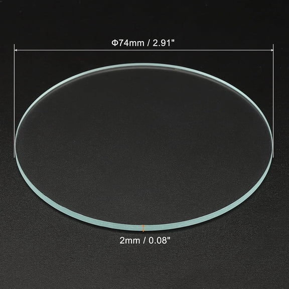 ZANHUA-2.91x0.08 Dia Flashlight Glass Lens, 2 Pcs Polished Edge Glass Lens for LED Light Source Lens Handheld Flashlight Replacement, Transparent